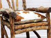 Wonderful 19th C French Tramp Art Bergere's Wooden Armchair with Cowhide Cushion
