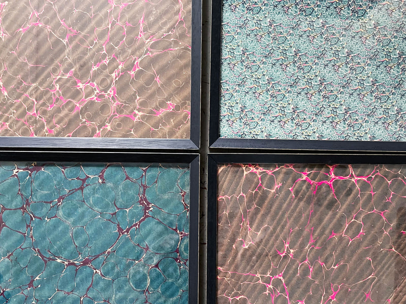 A Set of Framed Hand Coloured End Papers