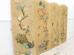 A Late 19th C Hand Embroidered & Appliquéd Screen With Exotic Birds & Flowers