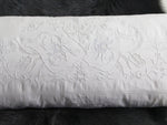 RM Large Bolster Cushion - Antique French White on White Embroidery on Linen Bolster PB83