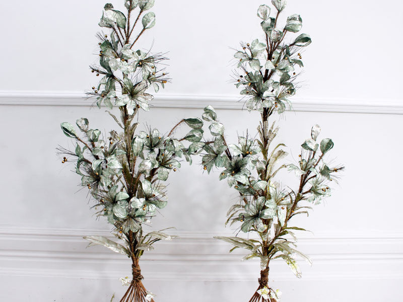 A Pair of Highly Decorative Metallic 1930's French Faux Lily flower bouquets