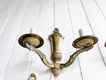A Set of Five Antique Brass Wall Lights - sold in pairs