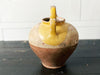 Antique French Terracotta Water Jug with Yellow Decoration 1