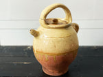 Antique French Terracotta Water Jug with Yellow Decoration 2