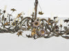 An Imposing French Gilt Flower and Leaf Ornate Metalwork Chandelier