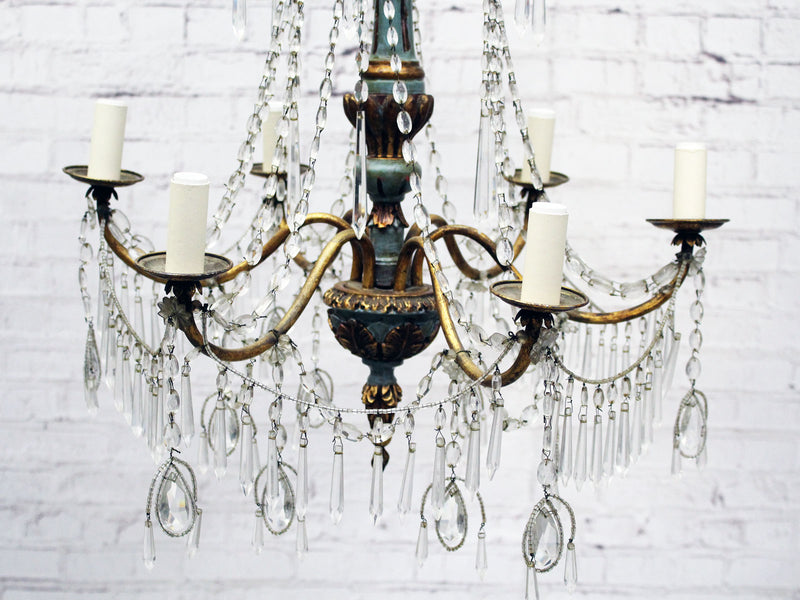 A 1950's Painted Italian Crystal Chandelier