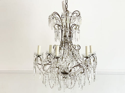 A 19th Century French Crystal Six Light Chandelier