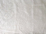 Bolsters - Antique French White on White scalloped Cornely Embroidery on Linen Bolster by Charlotte Casadéjus