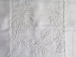 40cm Square Cushion - Antique French White Fine Floral Embroidery on Linen
