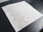 30cm Square Cushion - Antique French White on White Scalloped Embroidery on Linen