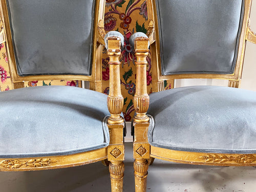 A Pair of French Empire Style 19th C Painted Gilt Wood Armchairs - Antique European decorative furniture UK - Fine Antiques - Antique Furniture uk - Decorative French Antiques - Streett Marburg