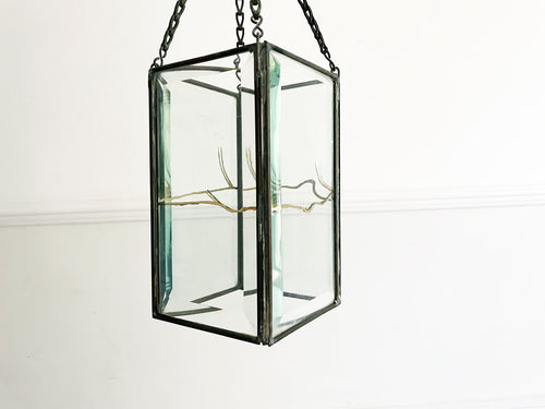 A Pretty 19th C Bevelled Glass Lantern with Kintsugi Repair