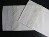 Small Bolster - Antique French White Lace on Linen Cushion Charlotte Casadéjus