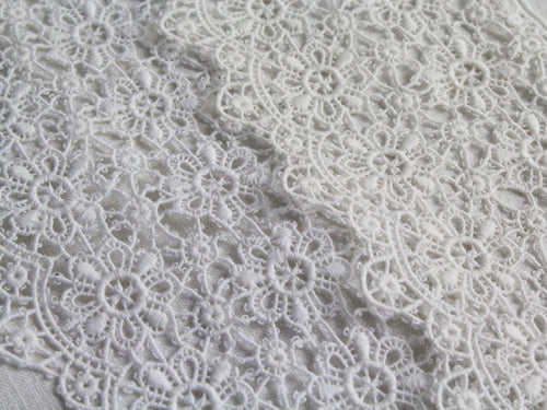 30cm Square Cushion - French Antique White Lace on Linen