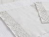 40cm Square Cushion - Antique French Flower Scalloping on Linen P353