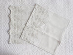 40cm Square Cushion - Antique French Broderie Anglaise on Linen P356