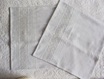 50cm Square Cushion - Antique French White on White Embroidery on Linen P360