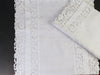50cm Square Cushion - Antique French Ornate White Scalloped Cutwork on Linen