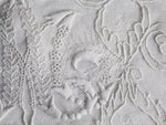 40cm Square Cushion - Antique French White Embroidered Monogram on Linen