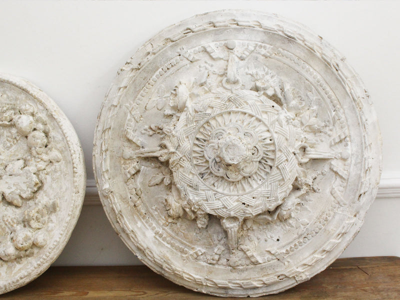 A Vintage French Plaster Ceiling Rose Decoration - Pair Available