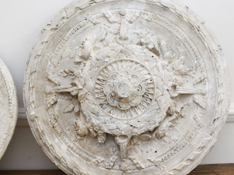 A Vintage French Plaster Ceiling Rose Decoration - Pair Available