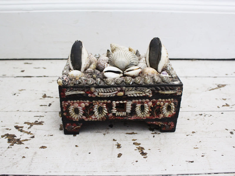 A Decorative Antique Shell Covered Box 1 of 4