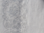 Small Bolster - Antique French White on White Embroidered Cornely on Linen
