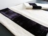 40cm Square Cushion - Antique French Aubergine Silk Velvet on Rustic Linen