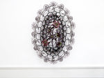 A Very Large Early 20th C Floral & Leaf Beaded Wreath Mortuaire Aubergine