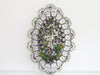 A Very Large Early 20th C Floral & Fern Beaded Wreath Aubergine and Green