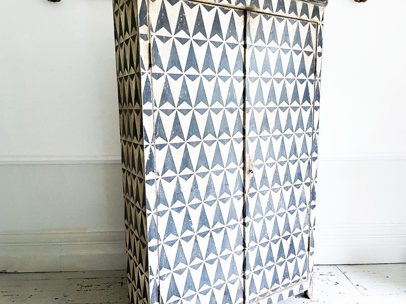 A Large 19th Century Italian Geometric Painted Black & White Armoire