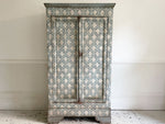 A Late 19th Century Italian Armoire with Blue & Off-White Decoration