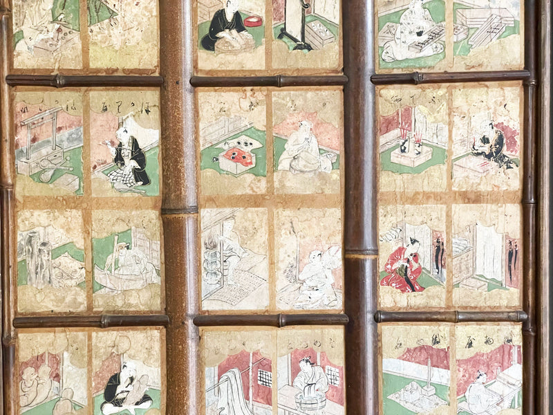 Four Hand Painted 19th C Japanese Panels