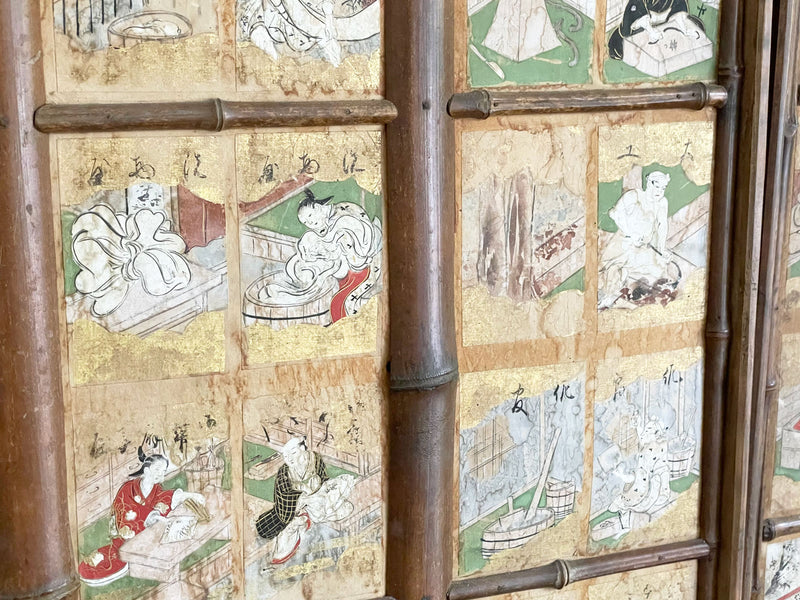 Four Hand Painted 19th C Japanese Panels