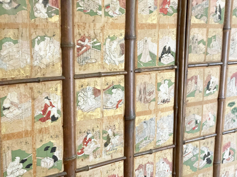 Four Hand Painted 19th C Japanese Panels