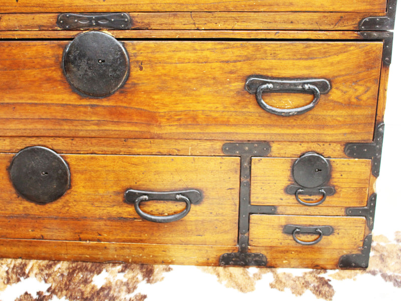 A Late 19th C Japanese Two Part Tansu Chest