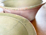 Two Extremely Large Spanish Lebrillo Glazed Green Ceramic Pots