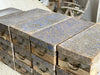 17 Antique Marbled Blue Haberdashery Lidded Boxes with Brass Handles - Sold Separately