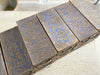 17 Antique Marbled Blue Haberdashery Lidded Boxes with Brass Handles - Sold Separately