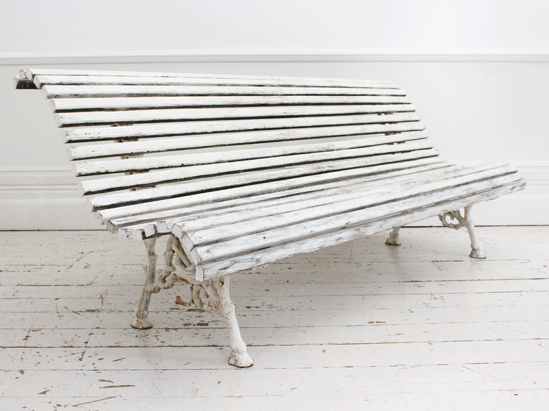 An Early 20th C Painted French Garden Bench with Faux Bois Frame