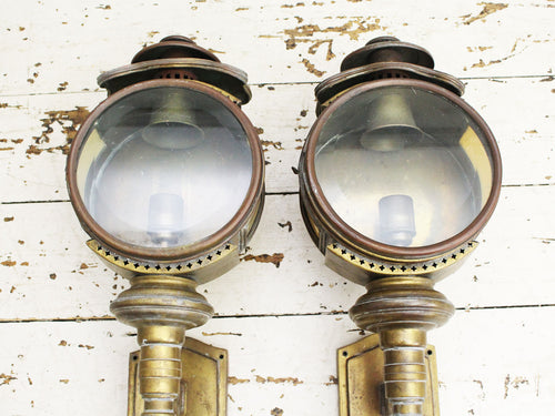 A 19th C Pair of Wall Mounted Brass Porch Lights