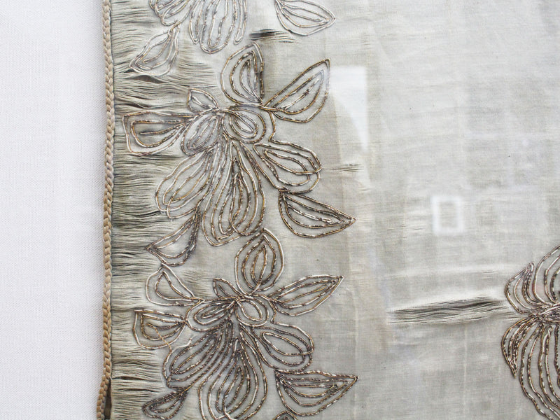 An Early 19th C Silver Work Embroidery on Silk With Contemporary Perspex Frame