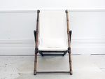 A Rare Regency Faux Bamboo Deck Chair with Linen Covering