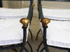 A Rare Set of 8 1930's French Curule Armchairs with Brass Decoration