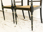 A Set of 8 Regency Style Late 19th C Ebonised Caned Armchairs