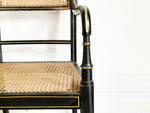 A Set of 8 Regency Style Late 19th C Ebonised Caned Armchairs