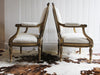 A Pair of Louis XVI Style 19th C Silver Water Gilt Fauteuils