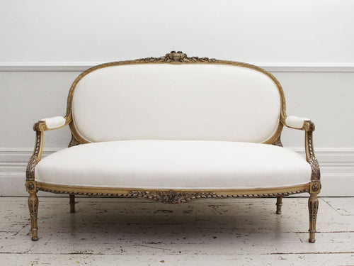A Louis XVI Style 19th C French Silver Water Gilt Sofa
