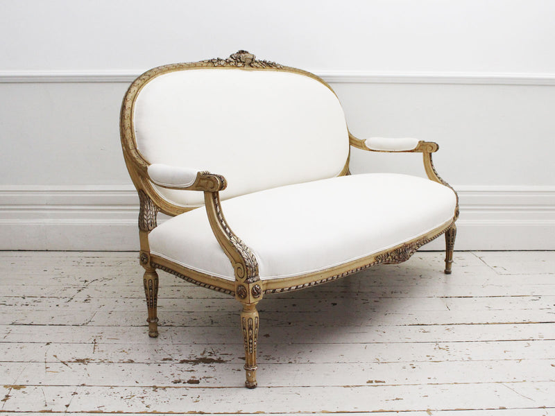 A Louis XVI Style 19th C French Silver Water Gilt Sofa