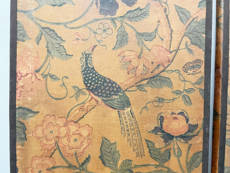 A Set of Six Antique French Birds of Paradise Panels
